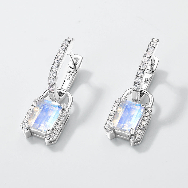 Blue Moonlight Pentagram Earrings - 925 Silver Diamond Studs - Colorful Fashion Trend