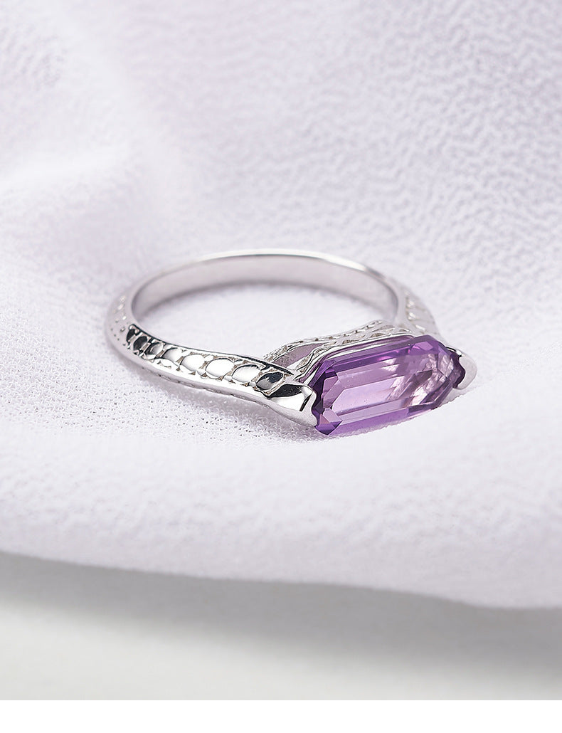 Simple Amethyst Ring | 925 Sterling Silver | Minimalist Cool Style Ring