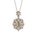 925 Sterling Silver Grape Stone Flower Pendant Necklace - Court Style