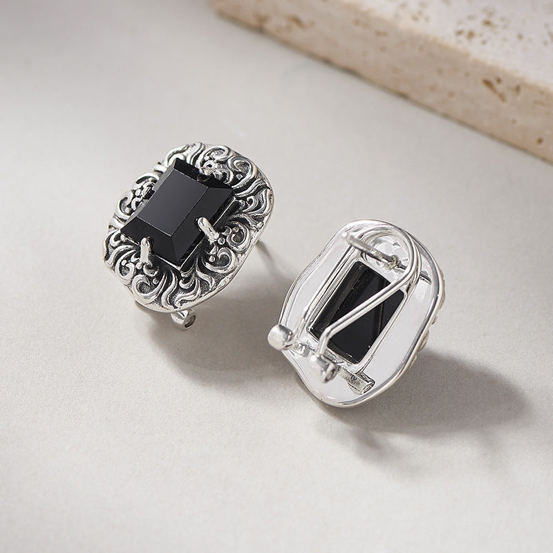 Arabesque Onyx Studs - Intricate Sterling Silver Filigree with Black Gemstone