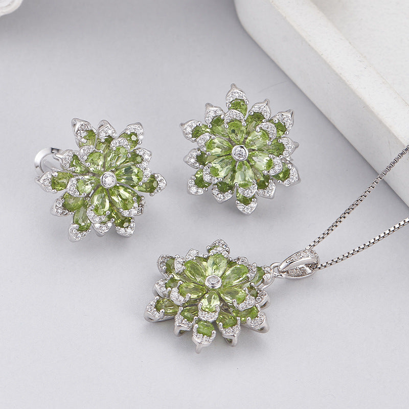 925 Sterling Silver Amethyst Flower Stud Earrings