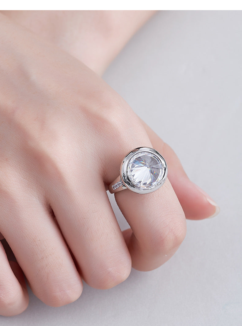 925 Sterling Silver Geometric Cone Open Ring - French Design