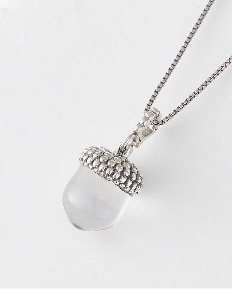 Pinecone Quartz Pendant - 925 Sterling Silver Delicate Collarbone Necklace