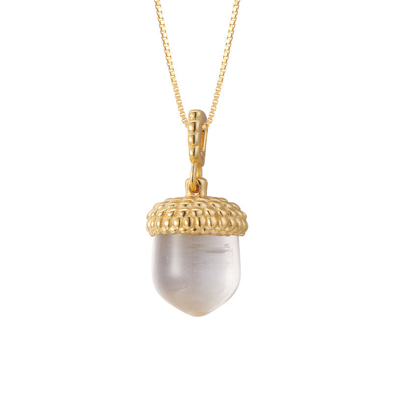 Pinecone Quartz Pendant - 925 Sterling Silver Delicate Collarbone Necklace
