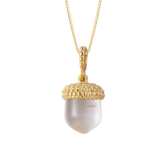 Pinecone Quartz Pendant - 925 Sterling Silver Delicate Collarbone Necklace