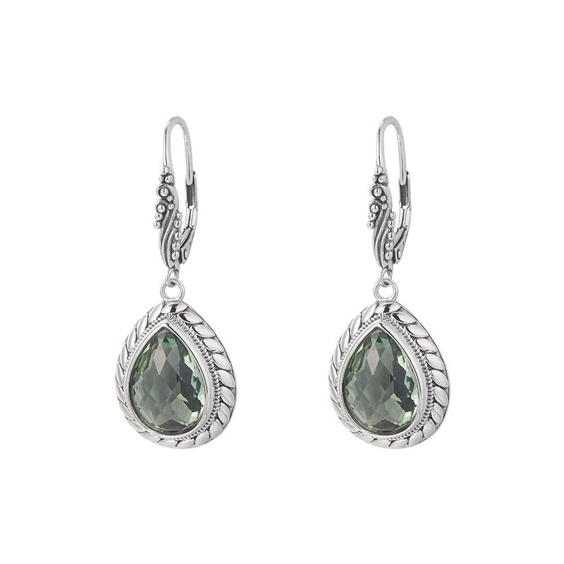 925 Sterling Silver Faceted Amethyst & Citrine Teardrop Dangle Earrings