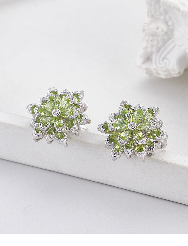 925 Sterling Silver Amethyst Flower Stud Earrings