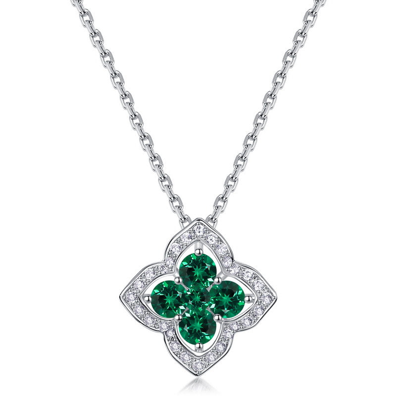 Four-Leaf Clover Cultivation Emerald Earrings - 925 Silver Gold-Plated - Vintage Court