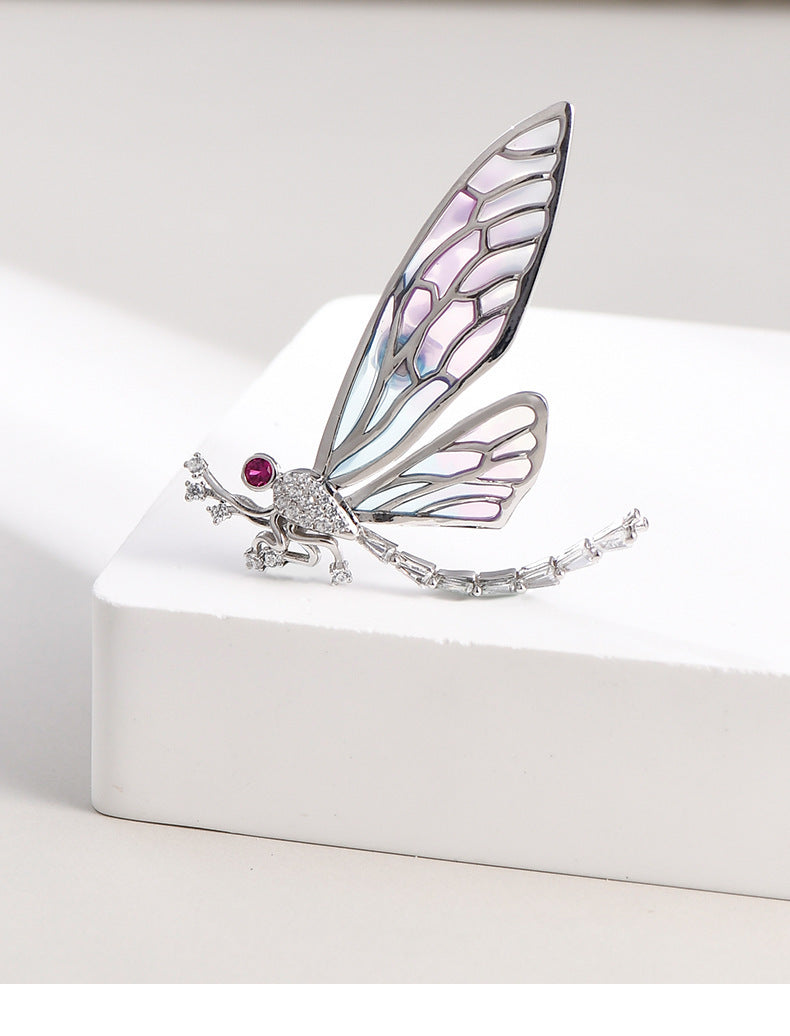 Dragonfly Brooch Pin - 925 Sterling Silver Statement Jewelry for Coat & Jacket