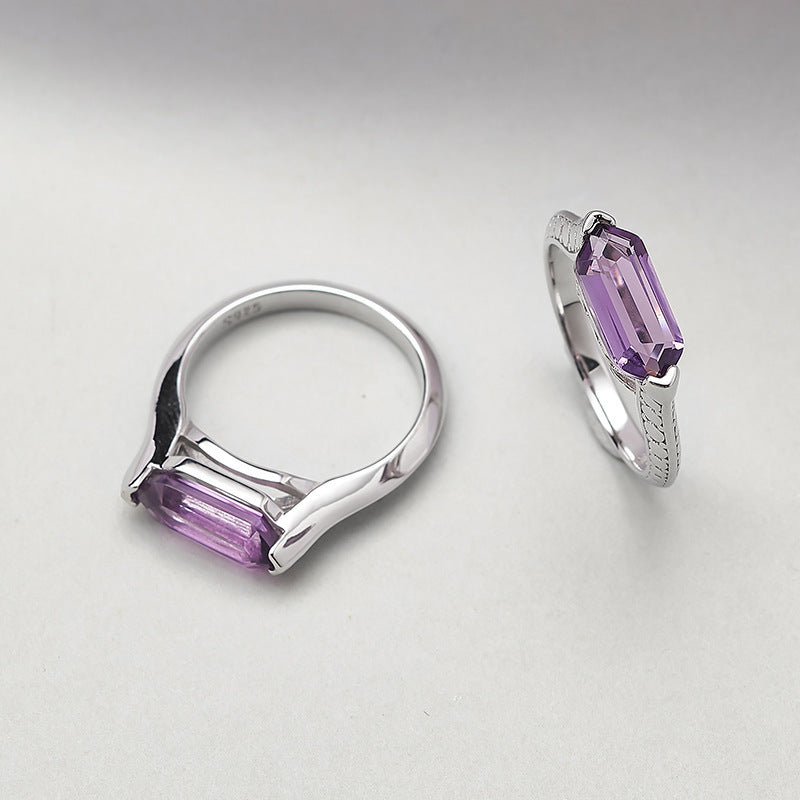 Simple Amethyst Ring | 925 Sterling Silver | Minimalist Cool Style Ring