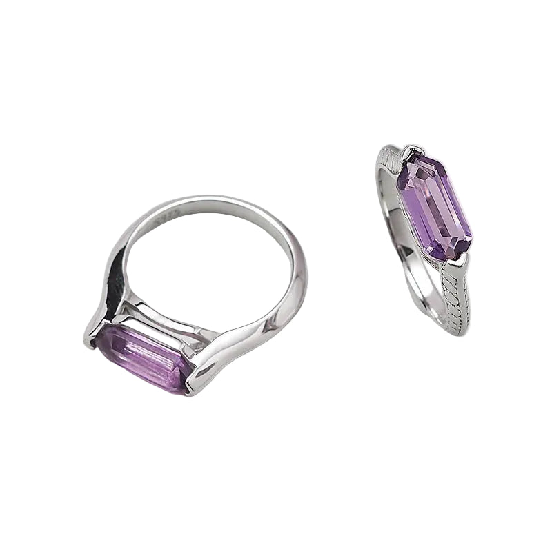 Simple Amethyst Ring | 925 Sterling Silver | Minimalist Cool Style Ring
