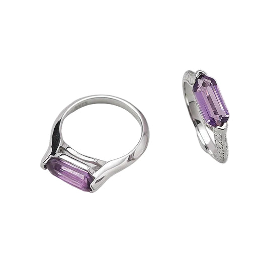 Simple Amethyst Ring | 925 Sterling Silver | Minimalist Cool Style Ring
