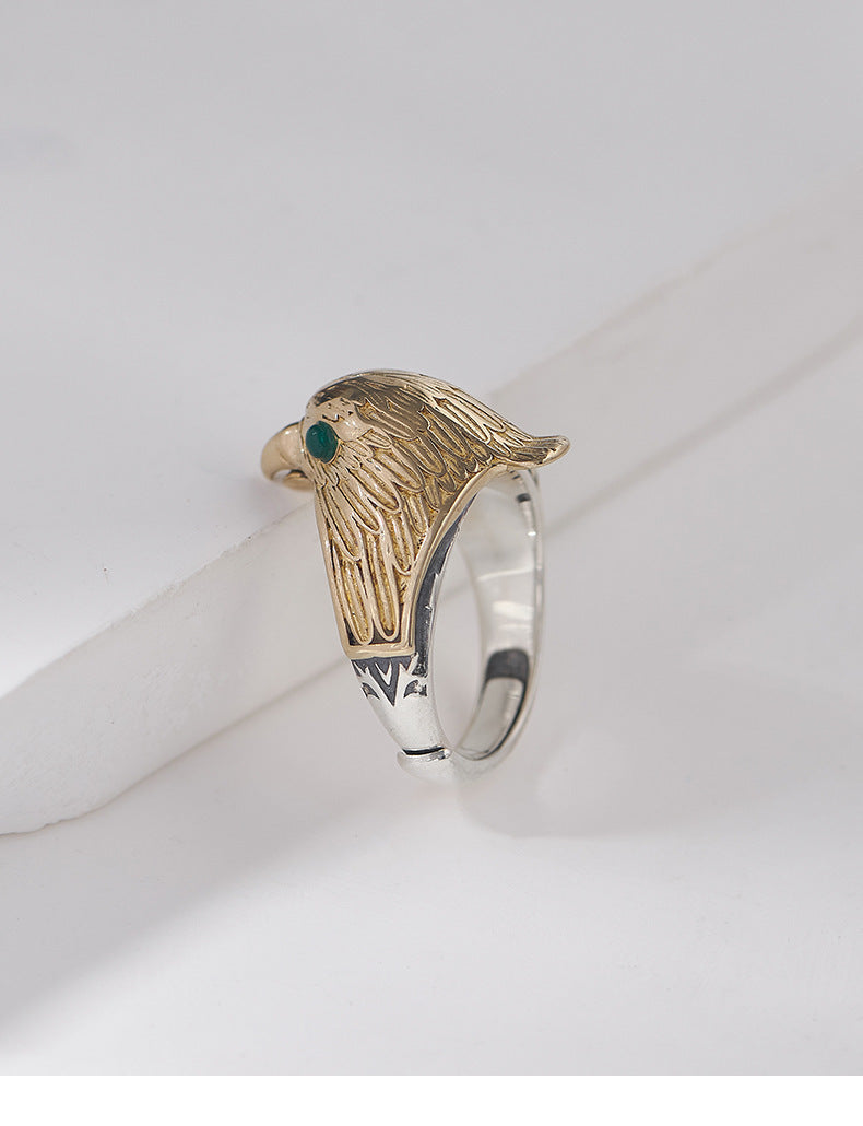 Eagle Ring - 925 Sterling Silver Adjustable Statement Band - Unisex Design