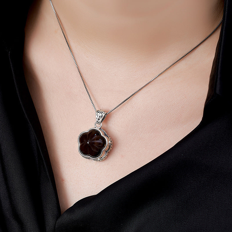 Plum Blossom Amethyst Pendant | 925 Sterling Silver | Delicate Necklace