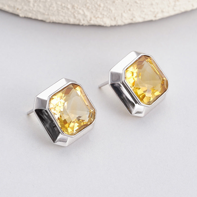 925 Sterling Silver Faceted Citrine Marquise Stud Earrings