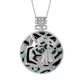 925 Sterling Silver Leopard Black Onyx Pendant Necklace - Statement Design