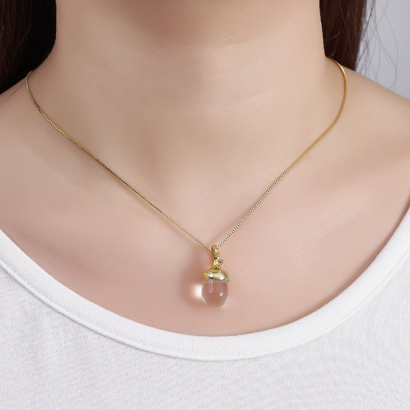 The Layering Pinecone Pendant - Delicate 925 Silver & Quartz Collarbone Chain - Effortless Minimalist Style
