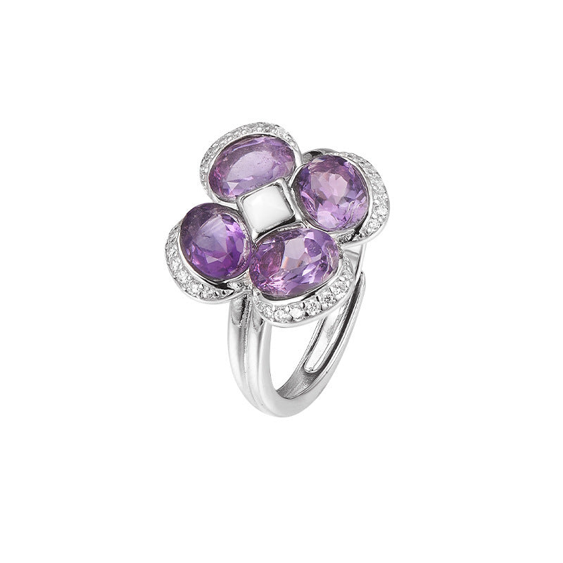 925 Sterling Silver Faceted Amethyst Ring