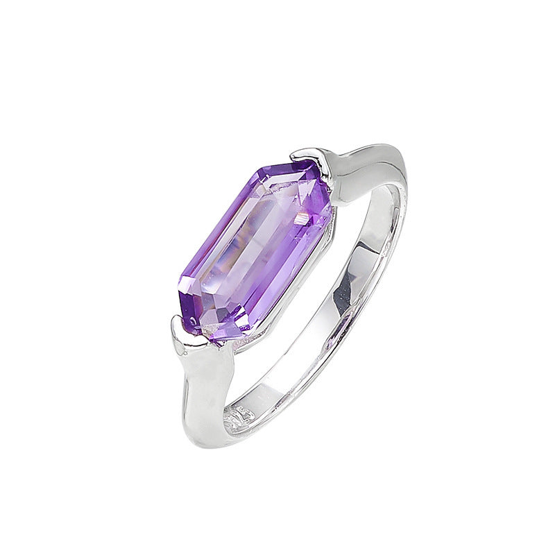 Simple Amethyst Ring | 925 Sterling Silver | Minimalist Cool Style Ring