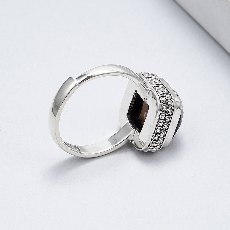 925 Sterling Silver Geometric Amethyst Dangle Earrings