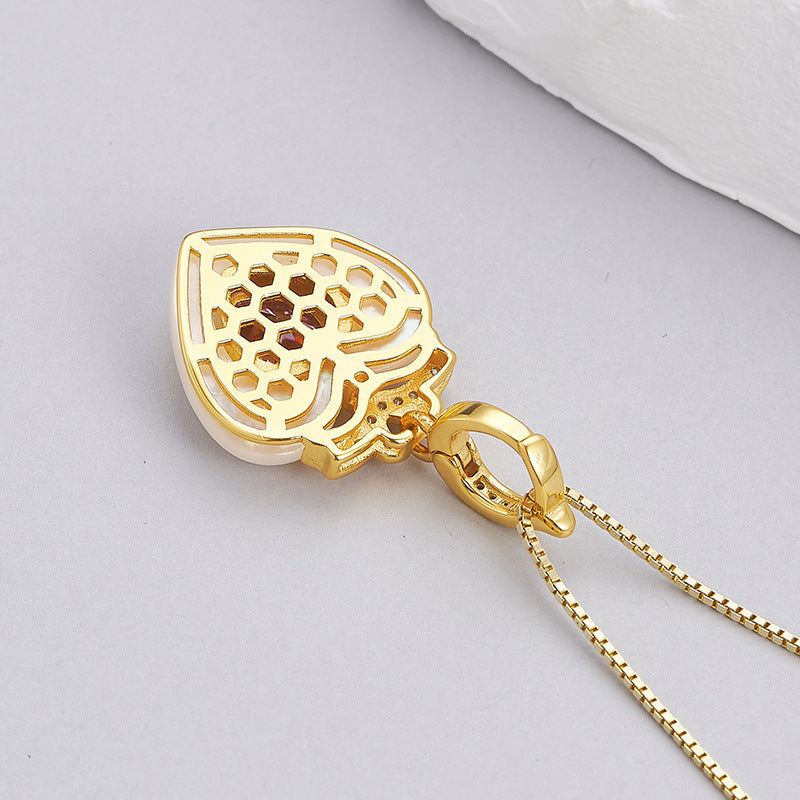 925 Sterling Silver Amethyst Flower Pendant Necklace - Vintage Design