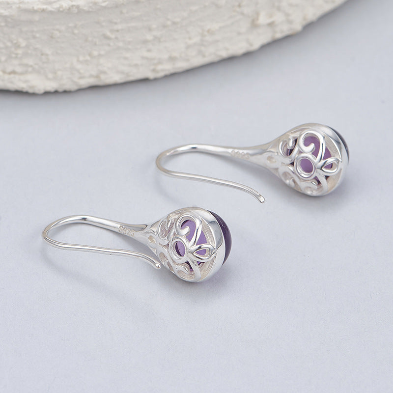 Amethyst Oval Earrings | 925 Sterling Silver | Minimalist Stud Earrings