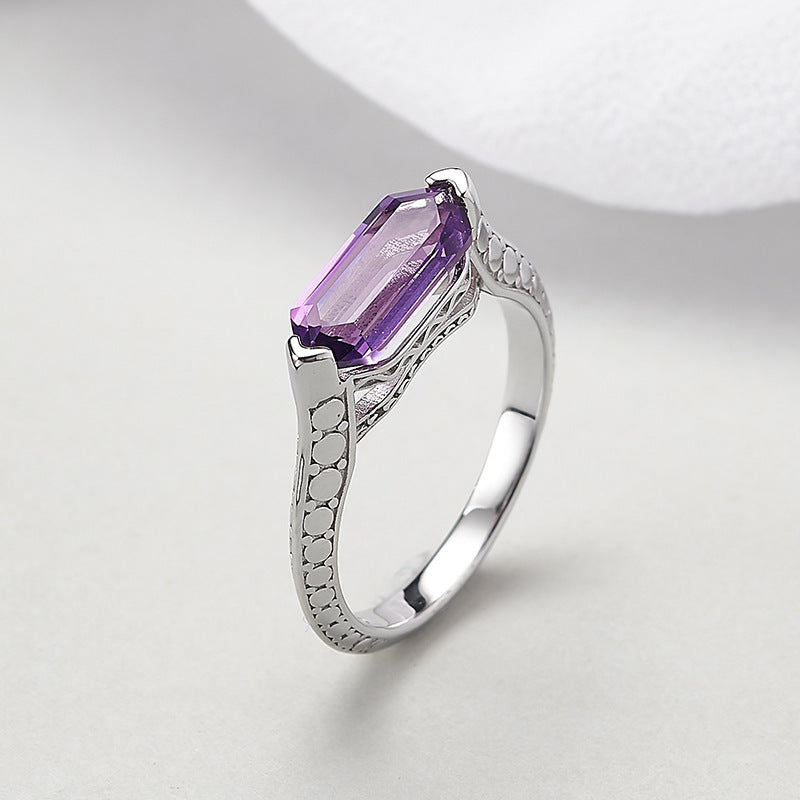 Simple Amethyst Ring | 925 Sterling Silver | Minimalist Cool Style Ring