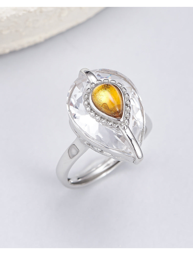 Teardrop Quartz Ring - Pure 925 Silver for Effortless Elegance - Your Everyday French Luxury