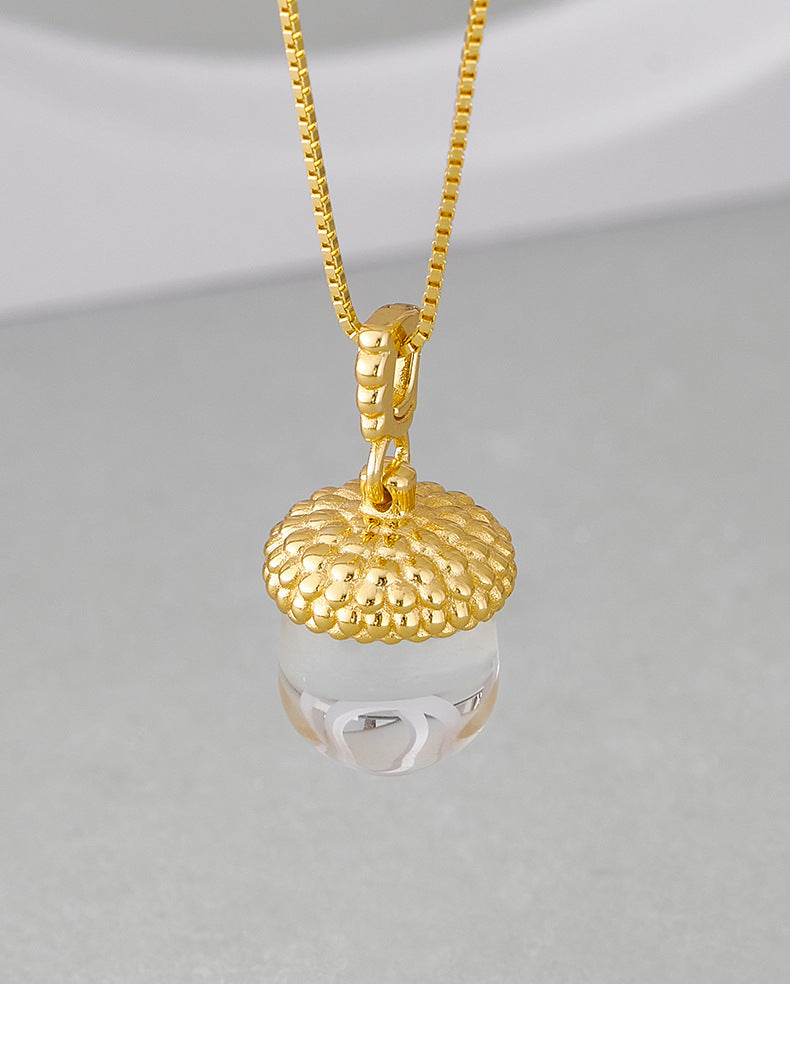 Pinecone Quartz Pendant - 925 Sterling Silver Delicate Collarbone Necklace