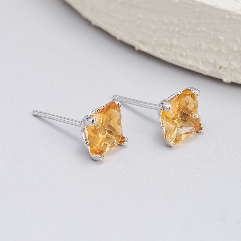 S925 silver natural citrine ring niche light luxury opening adjustable ring women