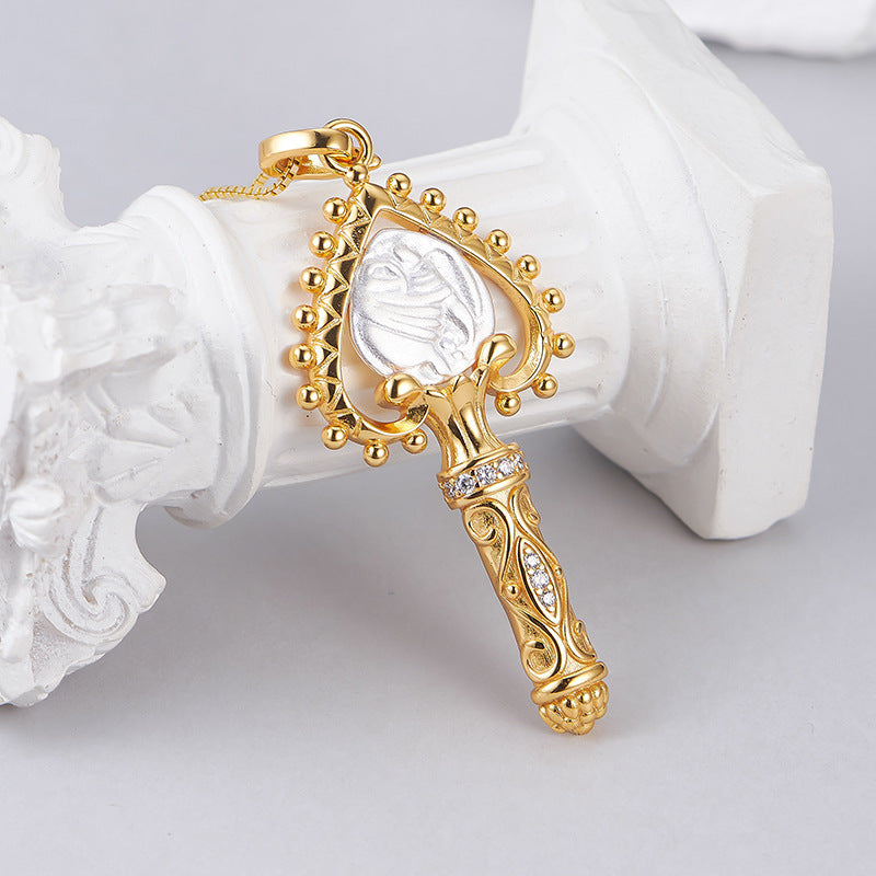 925 Sterling Silver Elephant Ancient Coin Key Pendant Necklace - Greek Design