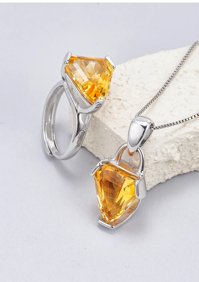 Office to Evening Citrine Ring - Adjustable 925 Silver with Natural Gemstone - Minimalist Heirloom Jewelry