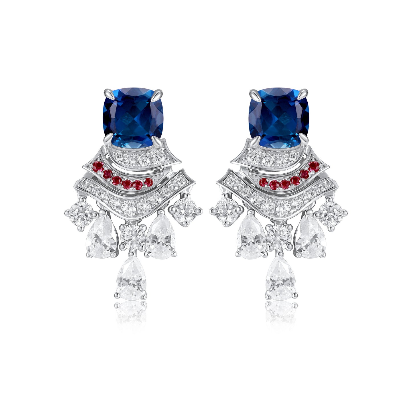 Butterfly Earrings - 925 Silver Gold-Plated - Green Zircon Pearl Inlaid