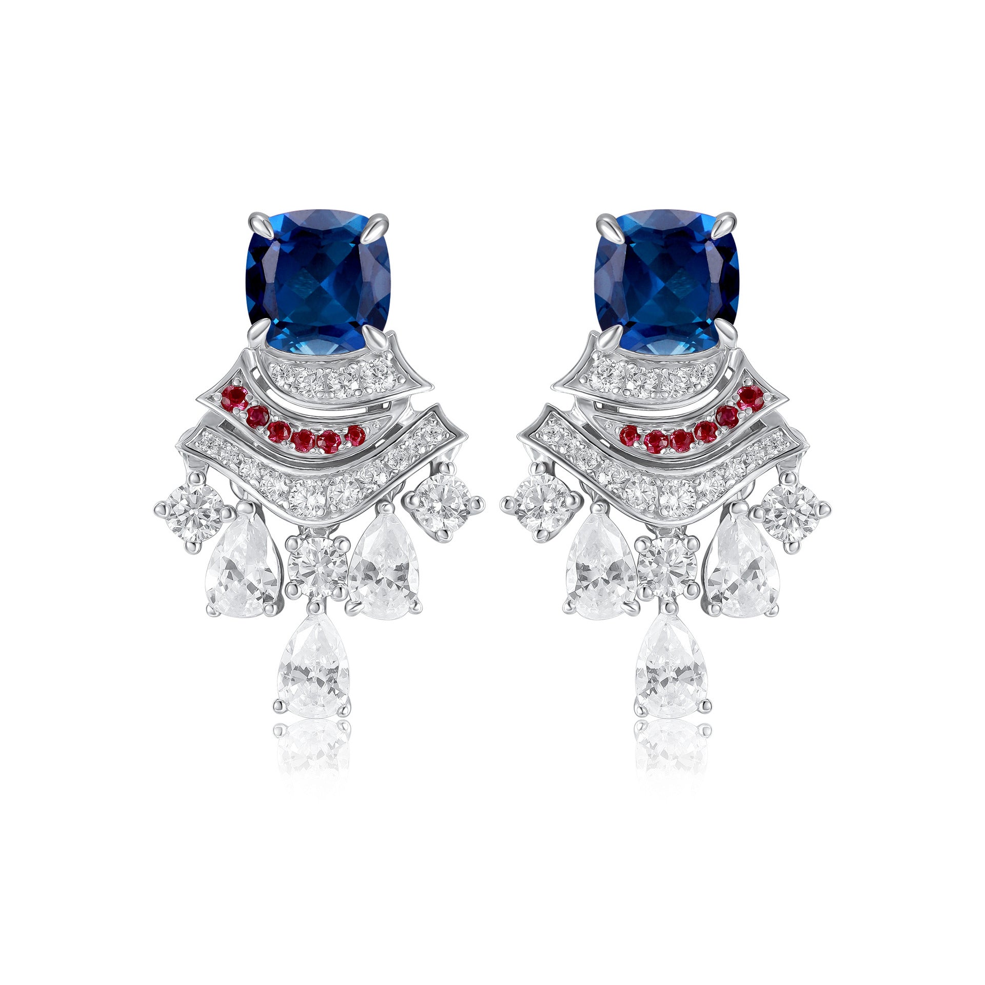 Butterfly Earrings - 925 Silver Gold-Plated - Green Zircon Pearl Inlaid