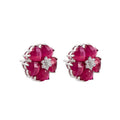 S925 silver heart-shaped redstone stud earrings fashion light luxury simple flower niche gemstone earrings women