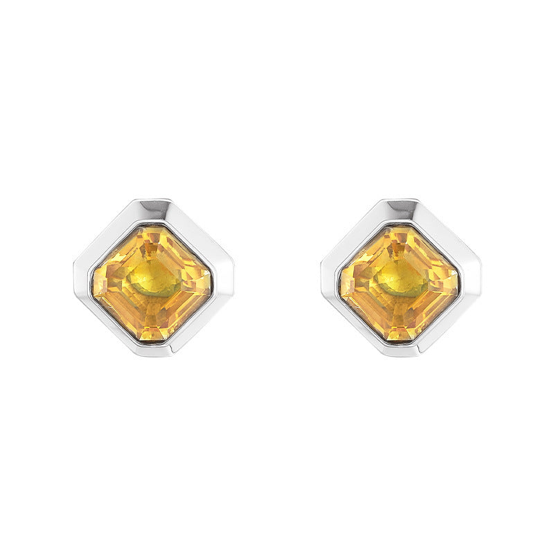 925 Sterling Silver Faceted Citrine Marquise Stud Earrings