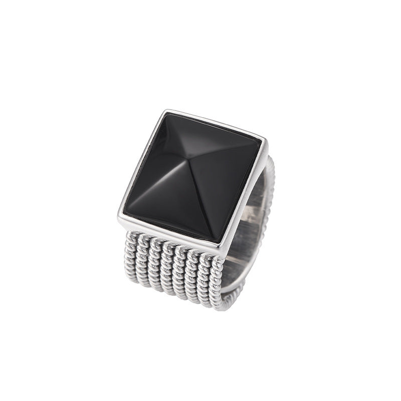 925 Sterling Silver Square Ruby Open Ring - Bold Vintage Design