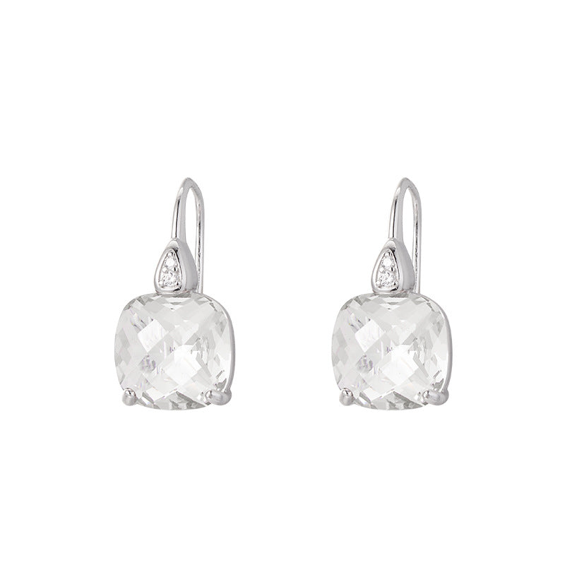 Citrine Square Earrings | 925 Sterling Silver | Minimalist Stud Earrings