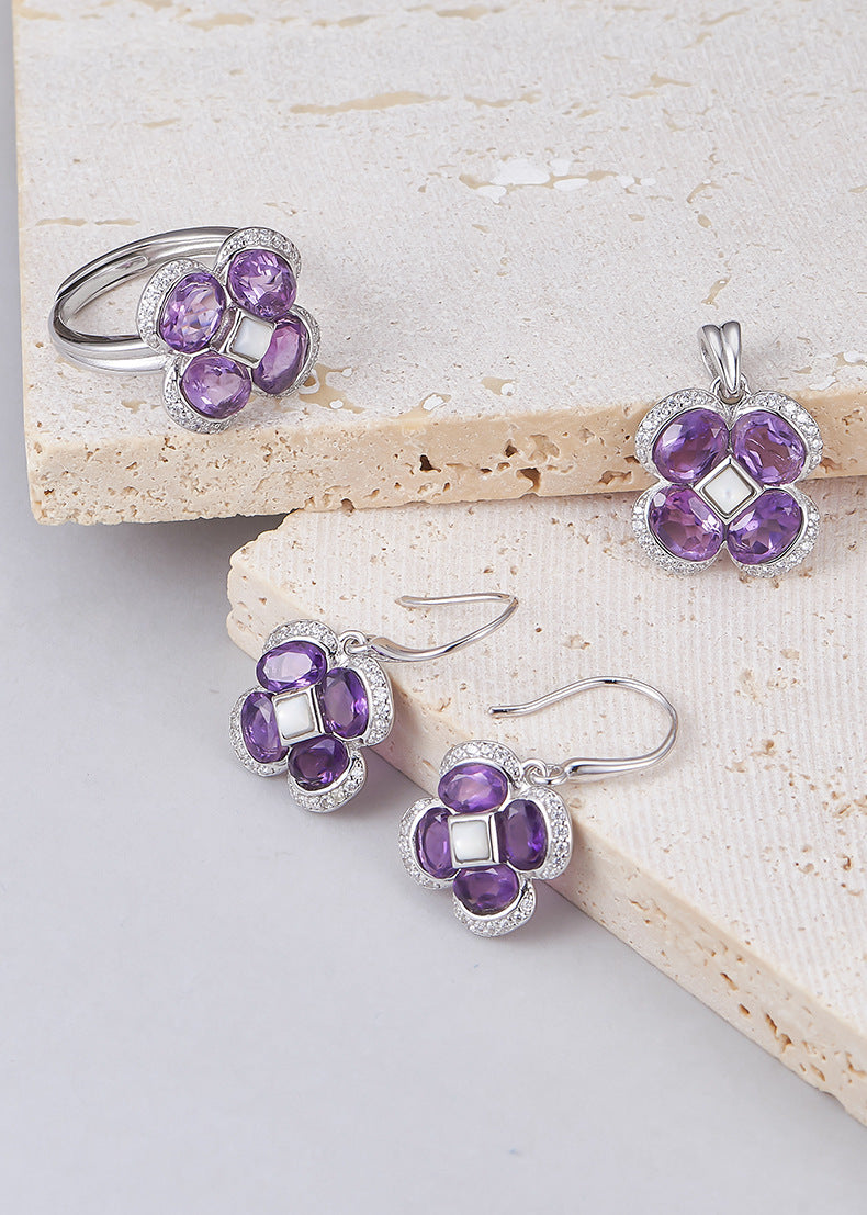925 Sterling Silver Faceted Amethyst Ring