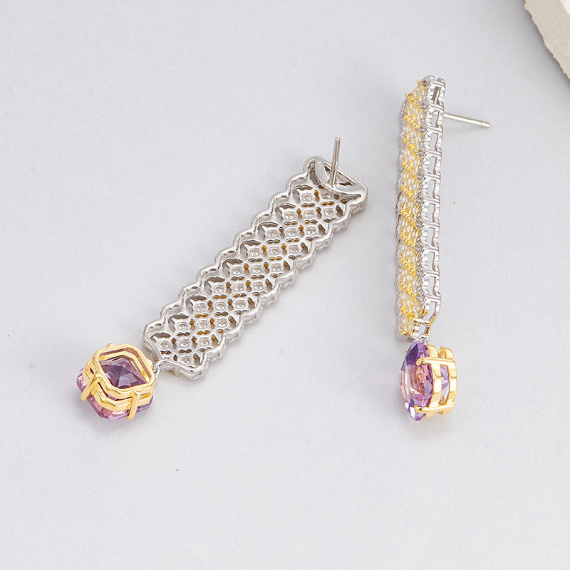 Citrine Long Drop Earrings | 925 Sterling Silver | Italian Craftsmanship
