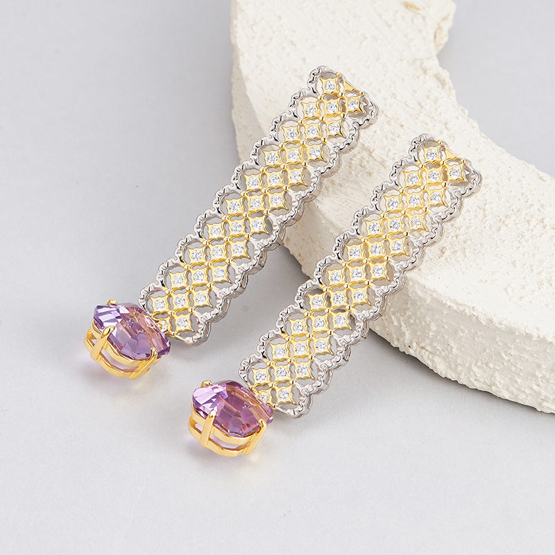 Citrine Long Drop Earrings | 925 Sterling Silver | Italian Craftsmanship