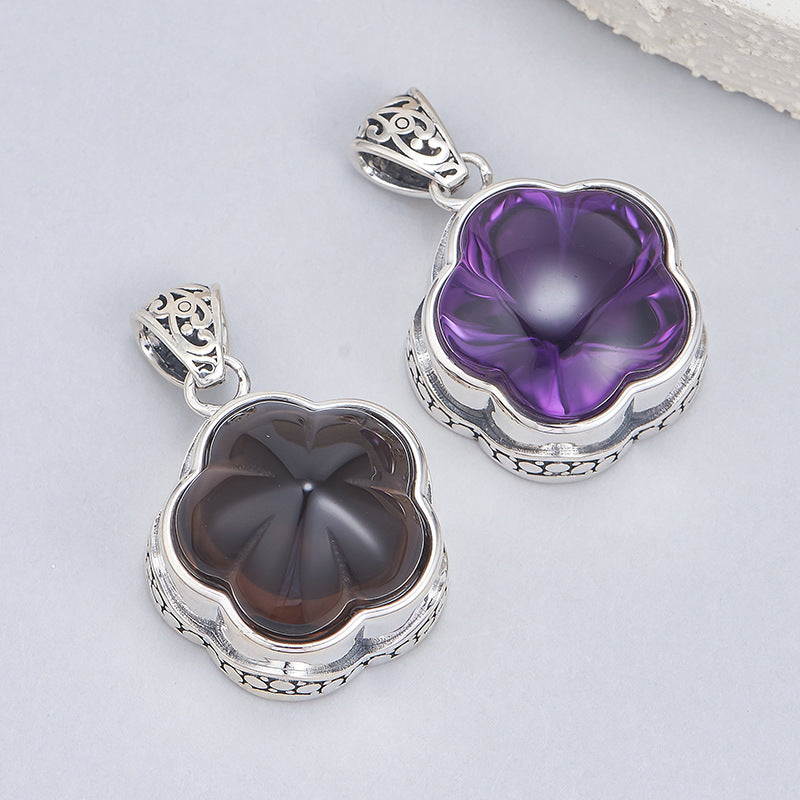 Plum Blossom Amethyst Pendant | 925 Sterling Silver | Delicate Necklace