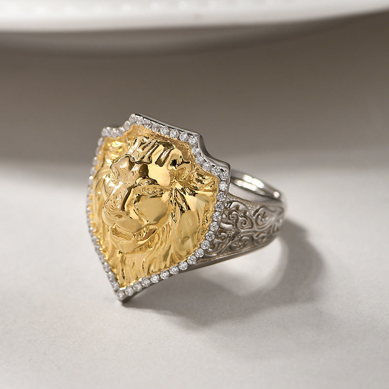 Lion Head Signet Ring - Arabesque Sterling Silver Statement Ring - Adjustable & Bold