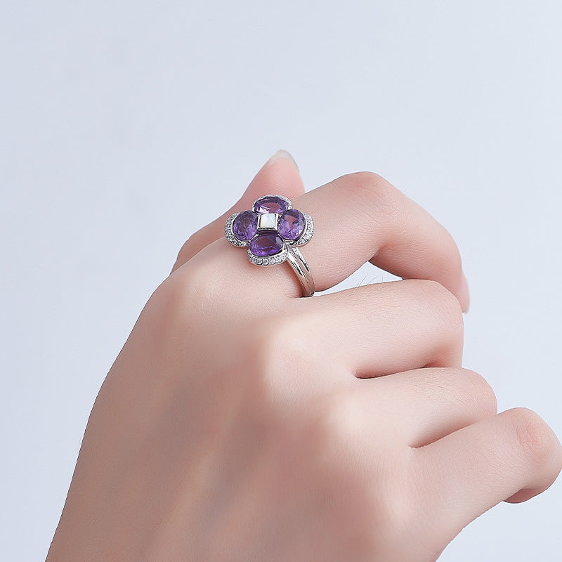 925 Sterling Silver Faceted Amethyst Ring