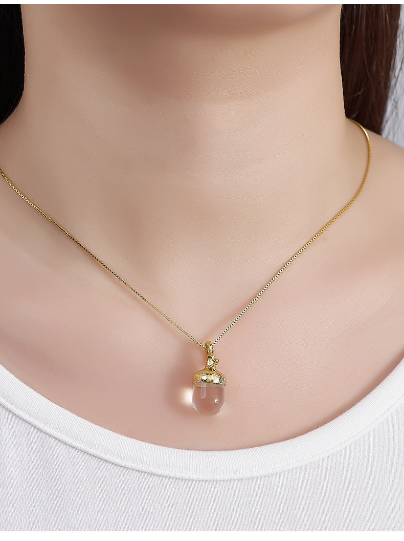 The Layering Pinecone Pendant - Delicate 925 Silver & Quartz Collarbone Chain - Effortless Minimalist Style