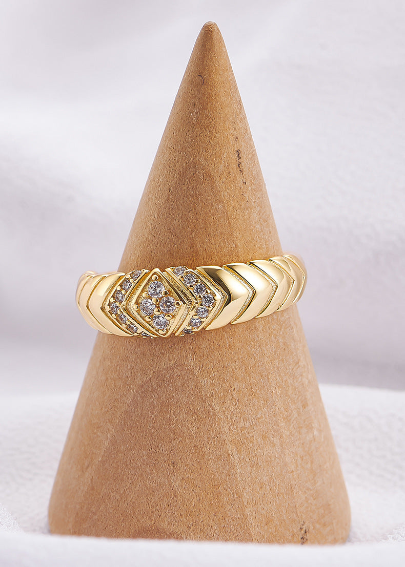 925 Sterling Silver Crystal Open Ring - Elegant Design