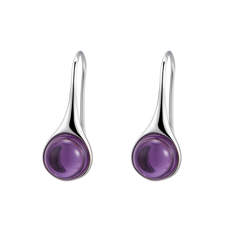 Amethyst Oval Earrings | 925 Sterling Silver | Minimalist Stud Earrings