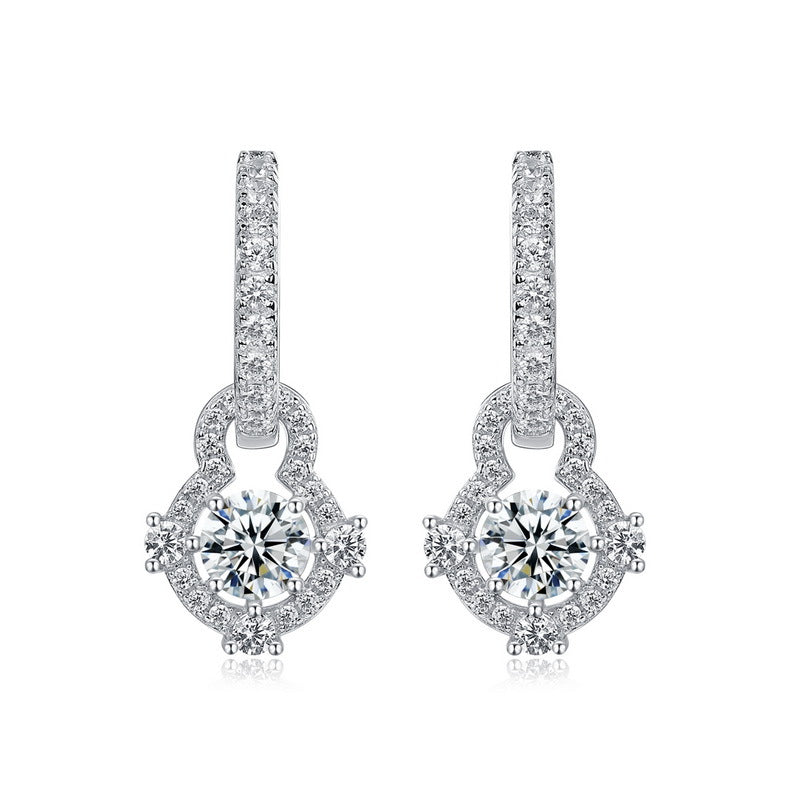 Simple Moissanite Earrings - 925 Silver Diamond-Encrusted - High-End Temperament Design