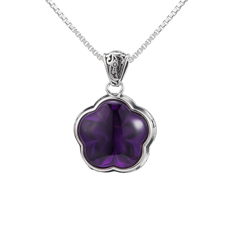 Plum Blossom Amethyst Pendant | 925 Sterling Silver | Delicate Necklace