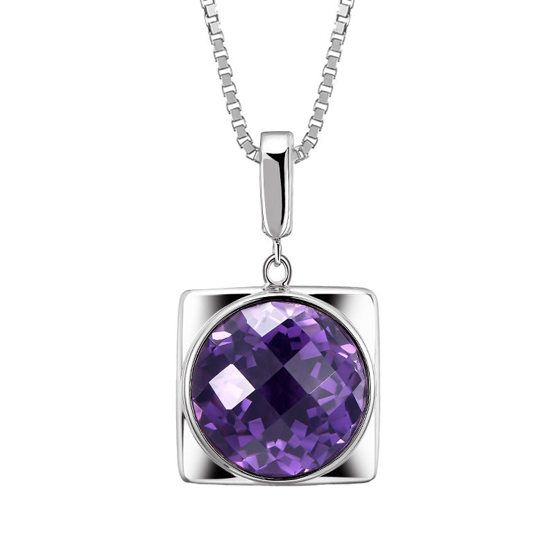 925 Sterling Silver Faceted Amethyst Geometric Hoop Earrings Set